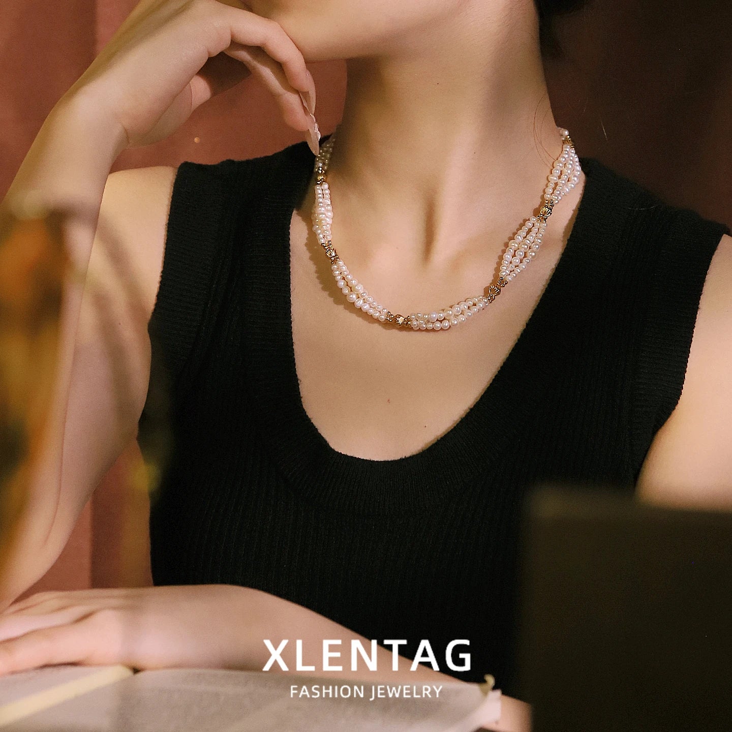 Natural Freshwater Pearl Multi-Layer Necklace for  Women Daily Party Wedding Dainty Bridal Necklace Korean Style Fashion Jewelry