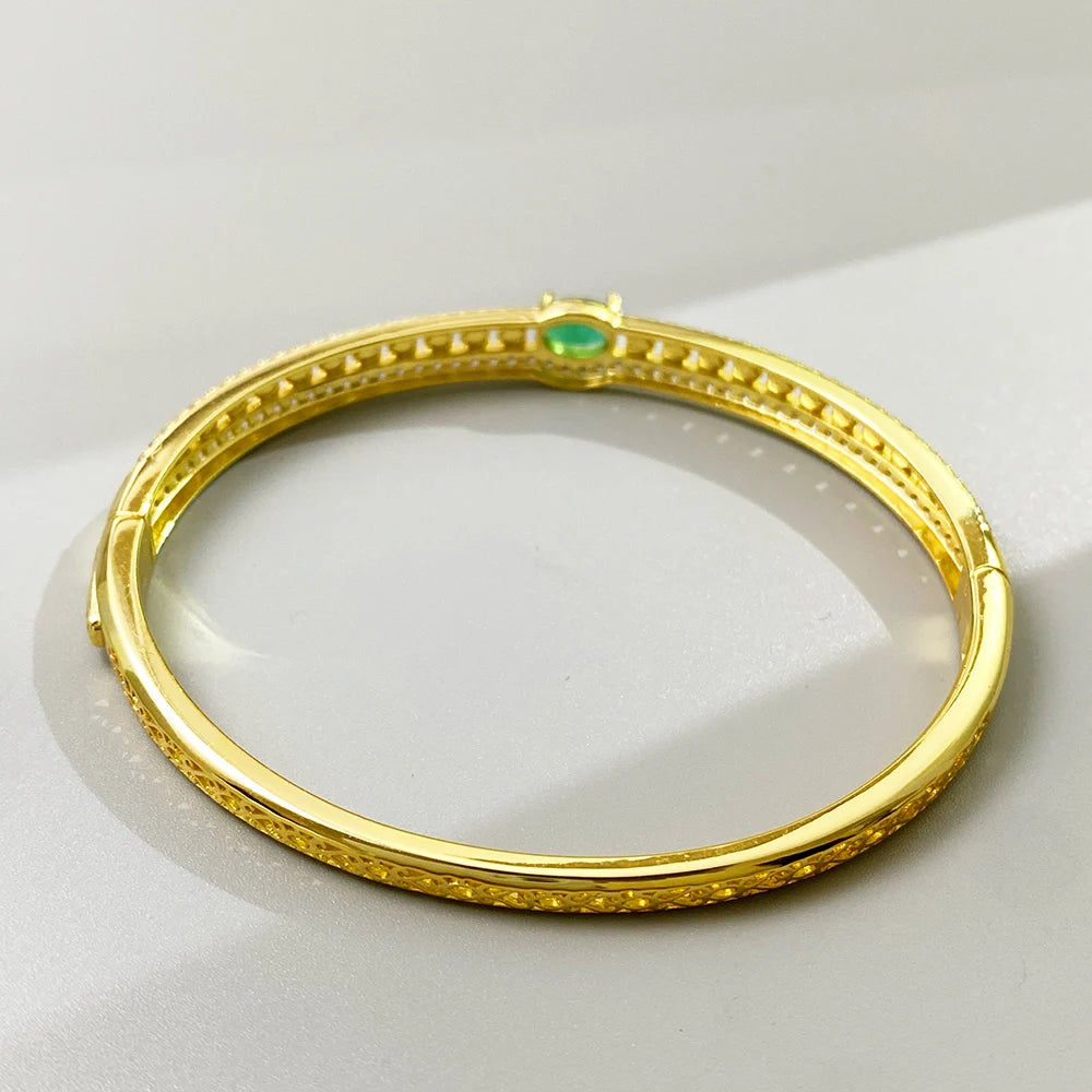 Gioiellieri Sterling Silver Emerald Bracelet with Natural Green Stone for Ladies S925 Fine Jewelry Elegant Gemstone Anniversary Present