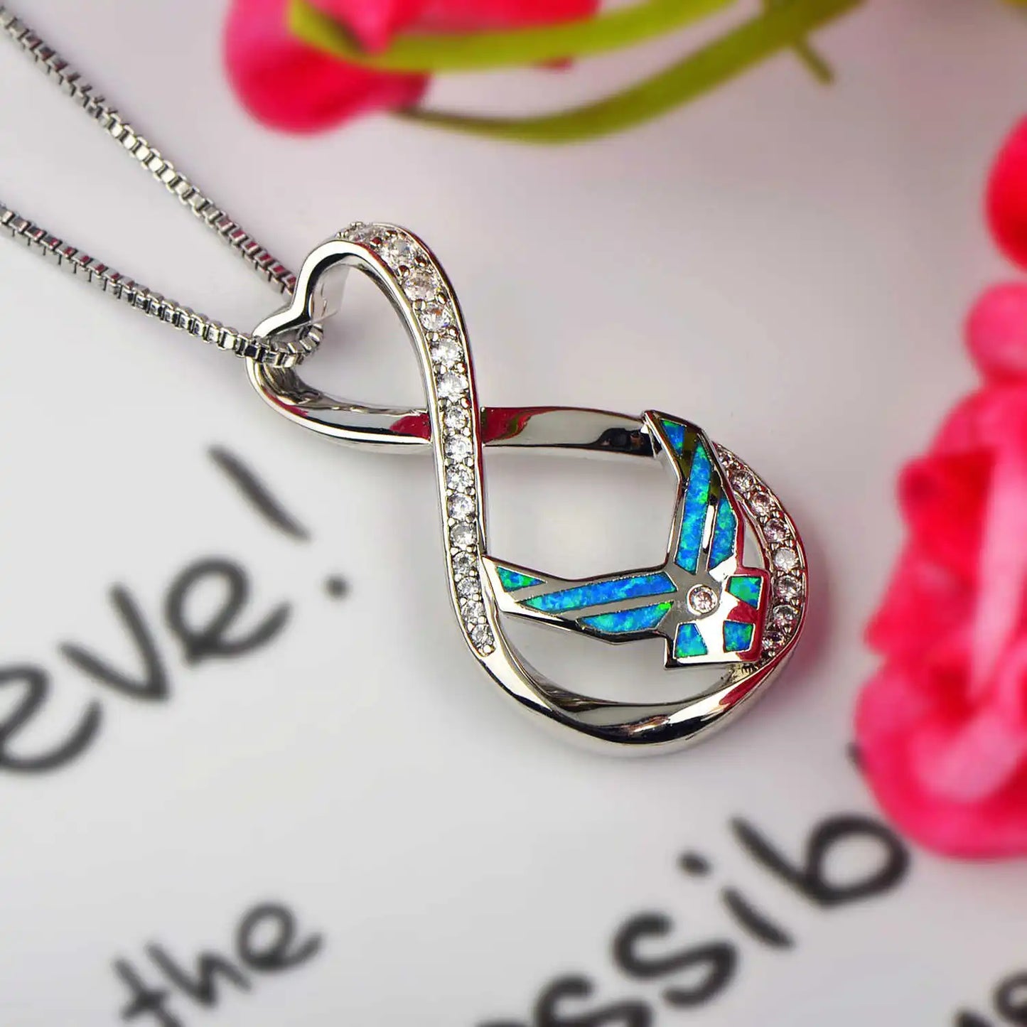 Chic Infinite Symbol Necklace Aobao Wing Detail Pendant Fashion Jewelry