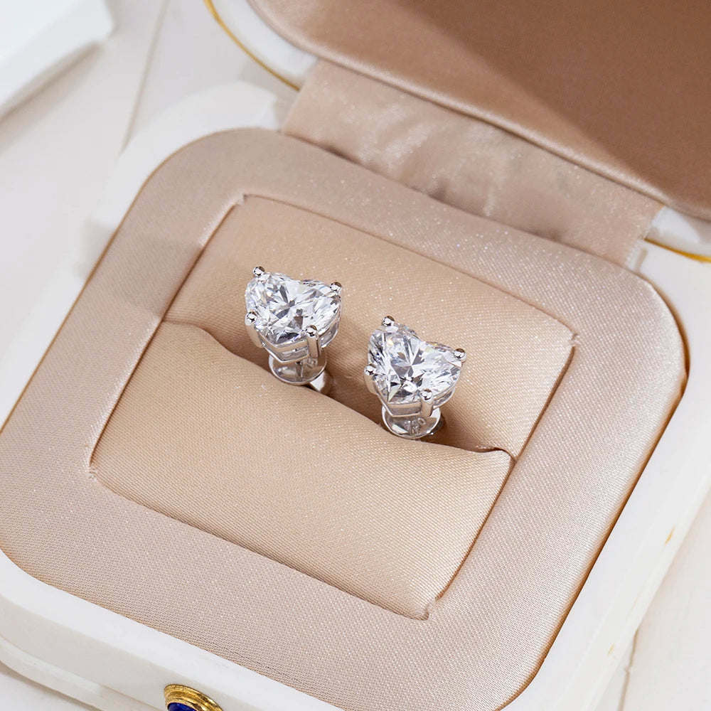 Gemfiori MSE-819 in 9K Gold Stock Fashion Jewelry Earring 1.1ct Heart E VVS2 Lab Diamonds IGI Party Gift Women's Earrings