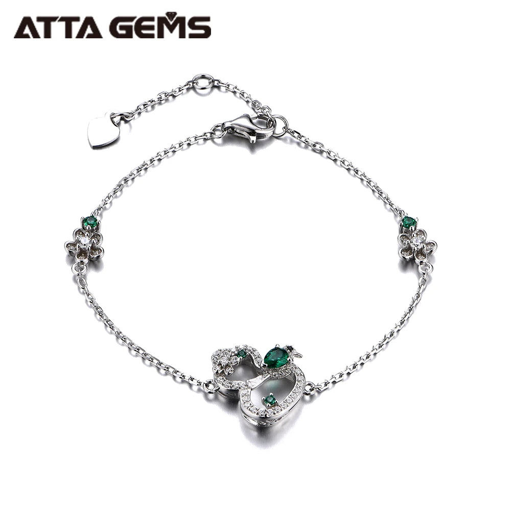 ArtistA Custom Fine Jewelry Set Lab Created Emerald 925 Silver Necklace Earrings Bracelet Rings St.Patrick's Day Gift