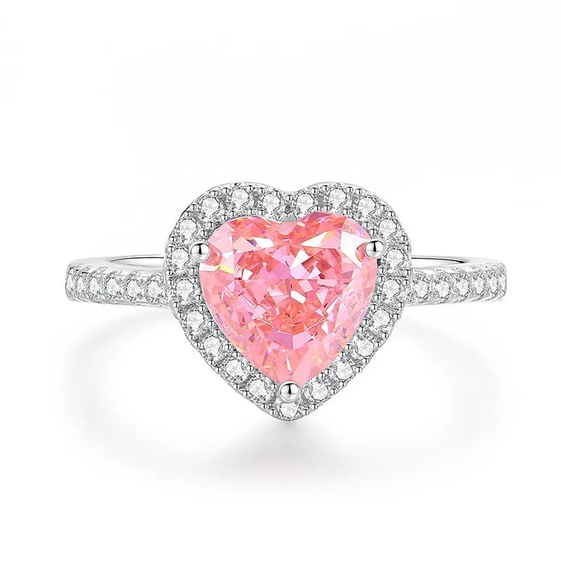Wholesale Waterproof 5A 8A Pink Cubic Zirconia Rings 925 Sterling Silver OEM ODM Custom Factory Direct Ring Jewelry Manufacturer