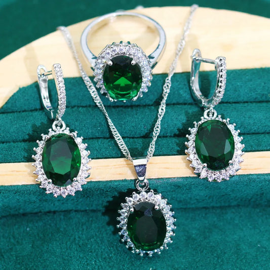 AAA 925 Silver Women's Jewelry Set with Zircon Classic Style Wedding Bridal Earrings Necklace Pendant Ring for Party Dating Gift