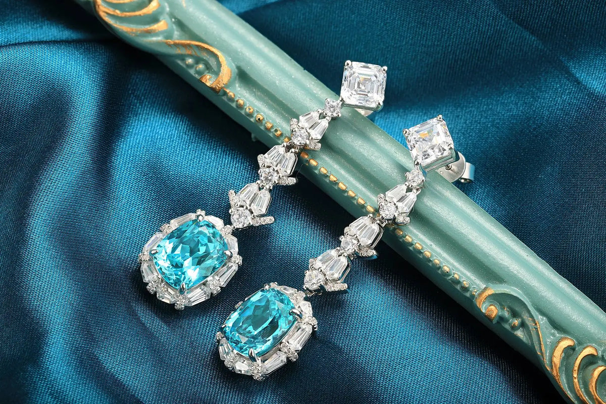 Gemfiori Anster High Quality S925 Lab Grown Paraiba Earring Stud Dainty Gemstone Stud Earrings for Women Daily Wear Gift