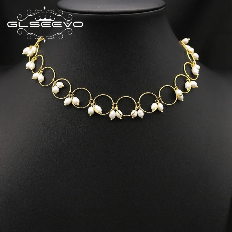 Handmade Beaded Tassel Choker Necklace for Best Friend Natural Freshwater Pearl Luxury Jewelry