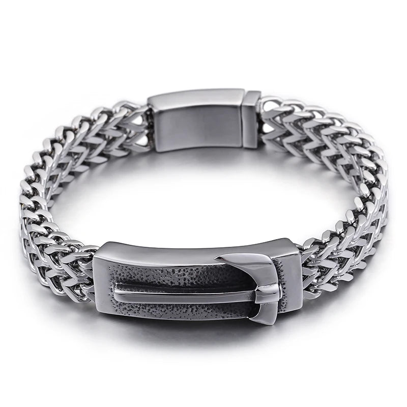 KALEN Spring Clasp Silver Ax Stainless Steel Charm Bracelet Mens