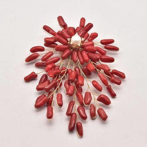 Red Coral Natural Pearls Fashion Accessories Set Fine Woman Ring Earrings Necklace Luxury Customized Jewelry Wedding