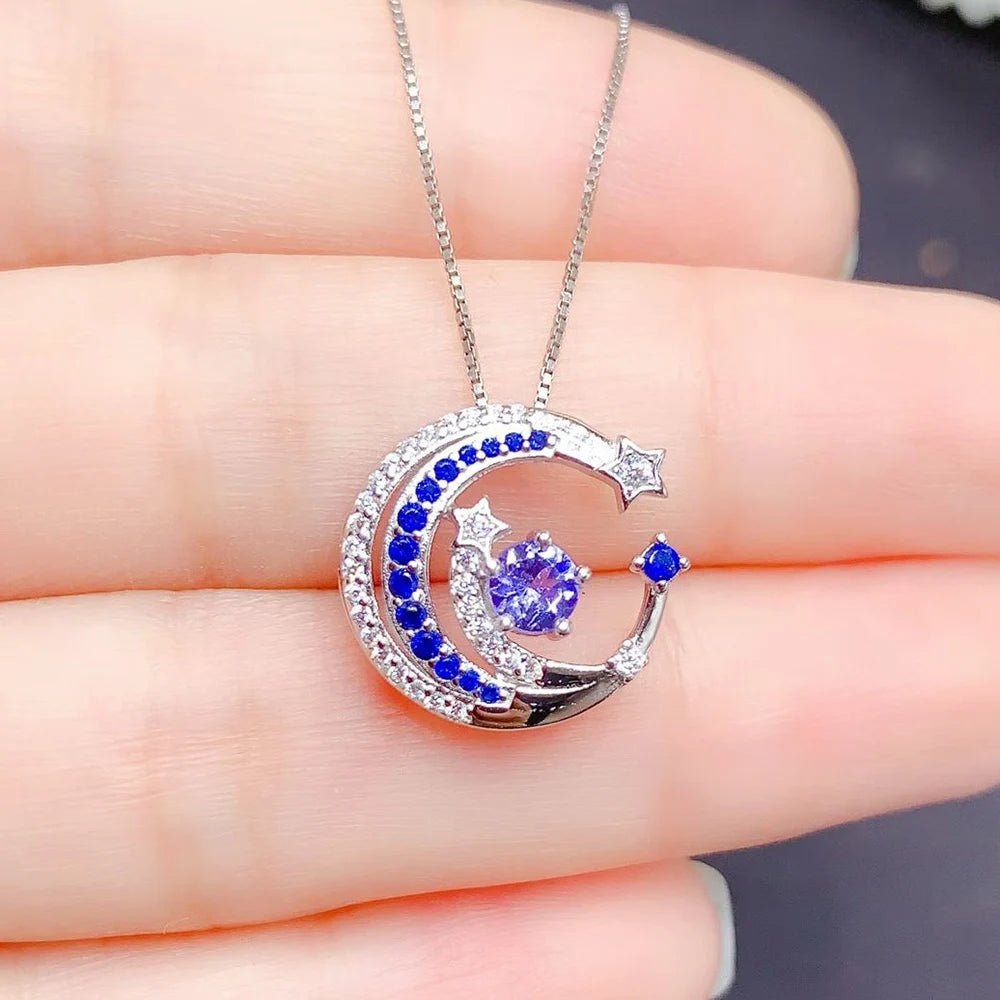 Gioiellieri Hot Popular 925 Sterling Silver Luxury Bohemian Bridal Wedding Natural Tanzanite Necklace Gold Plated Party Gift Jewelry