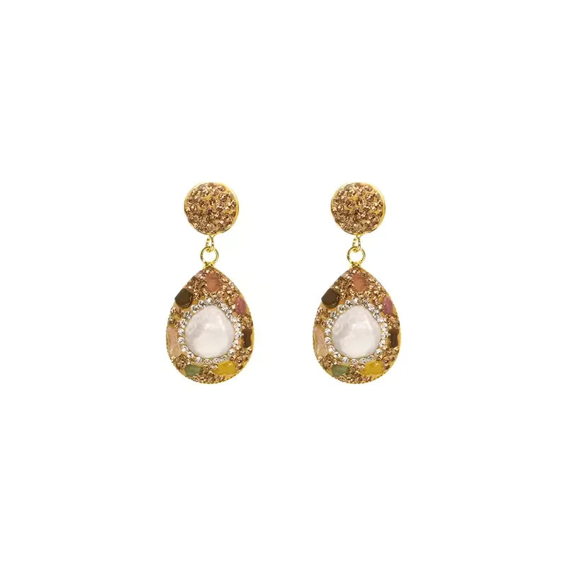 GLSEEVO Natural Freshwater Baroque Bordered Earrings Korean Style Women Luxury Jewelry Fashion Ladies and Girls Gift