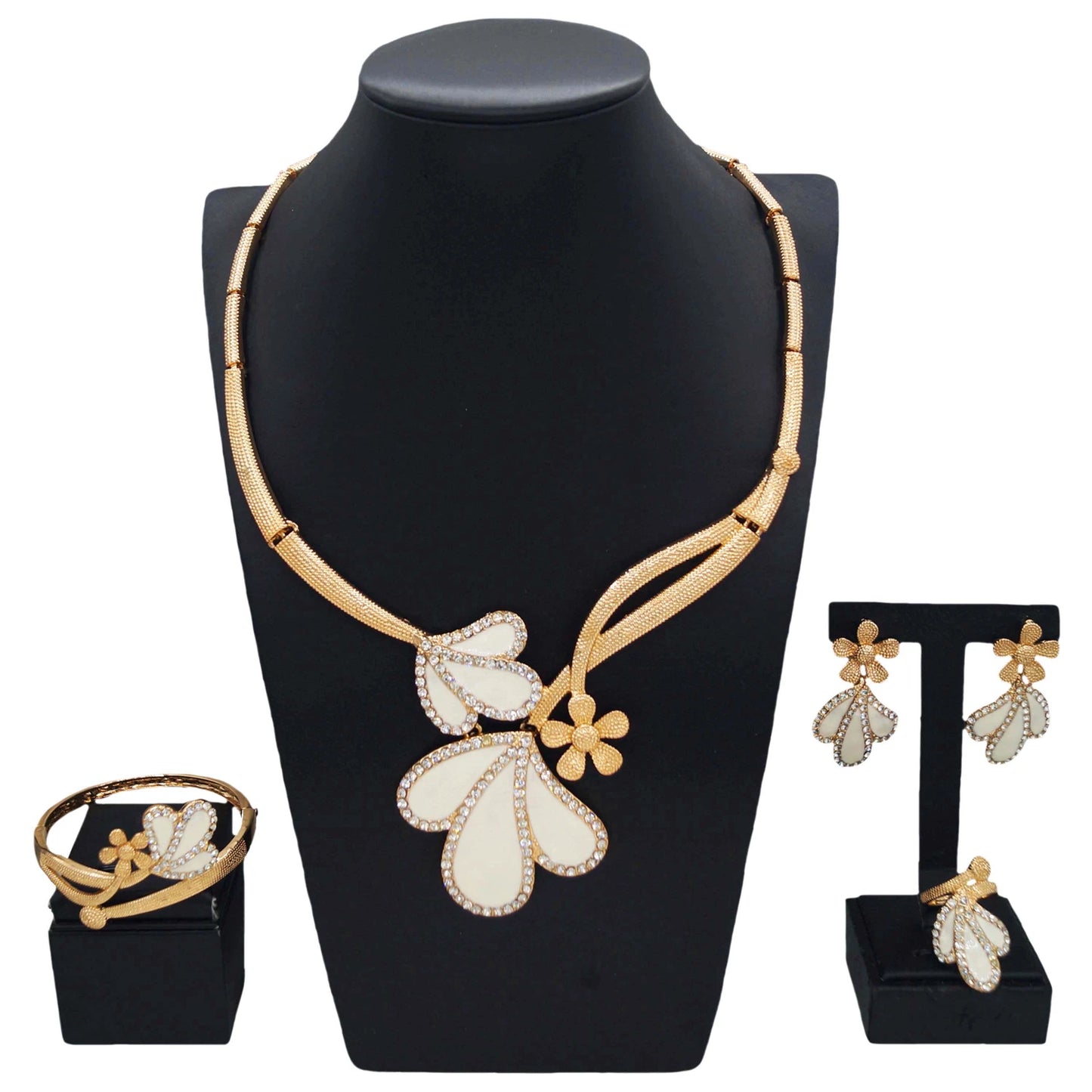 Zhuerrui Charm Clothing Jewelry Set French Romantic Trend Diamond Flowers Girls Coming-of-age Party Bracelet NecklaceHC24026214