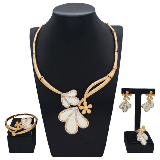 Zhuerrui Charm Clothing Jewelry Set French Romantic Trend Diamond Flowers Girls Coming-of-age Party Bracelet NecklaceHC24026214