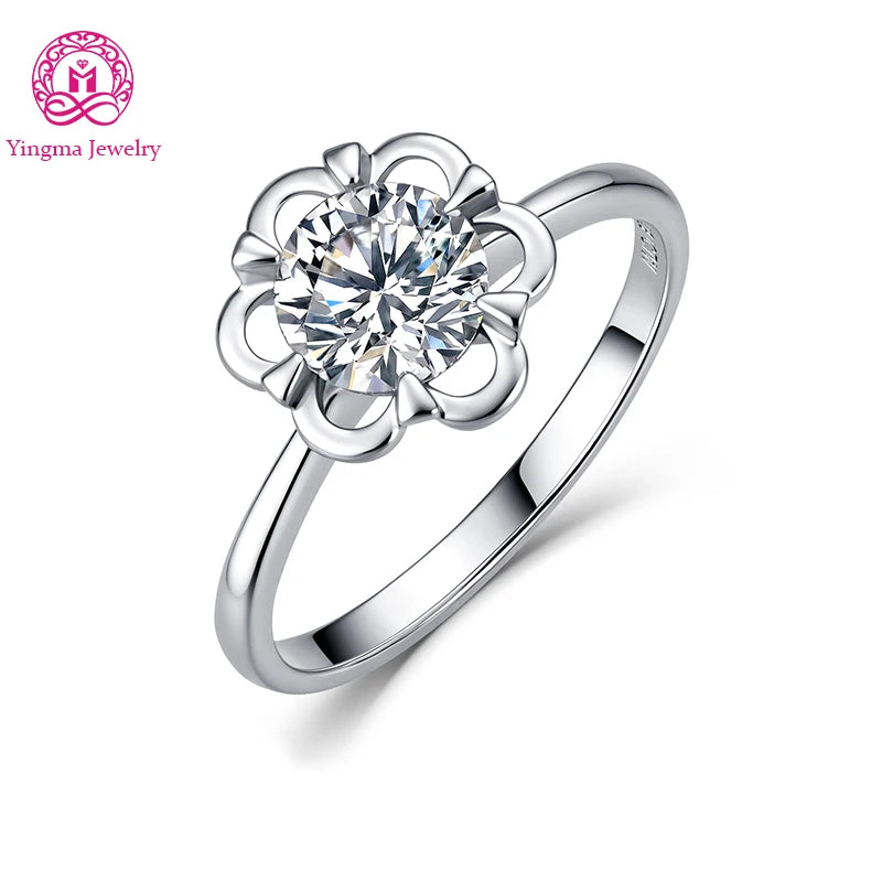 Gioiellieri Hollow Floral Frame Round Brilliant Lab Grown Diamond Ring 1CT D VVS1 VVS2 9K 10K 14K 18K Solid Gold Women Fine Fashion Jewelry
