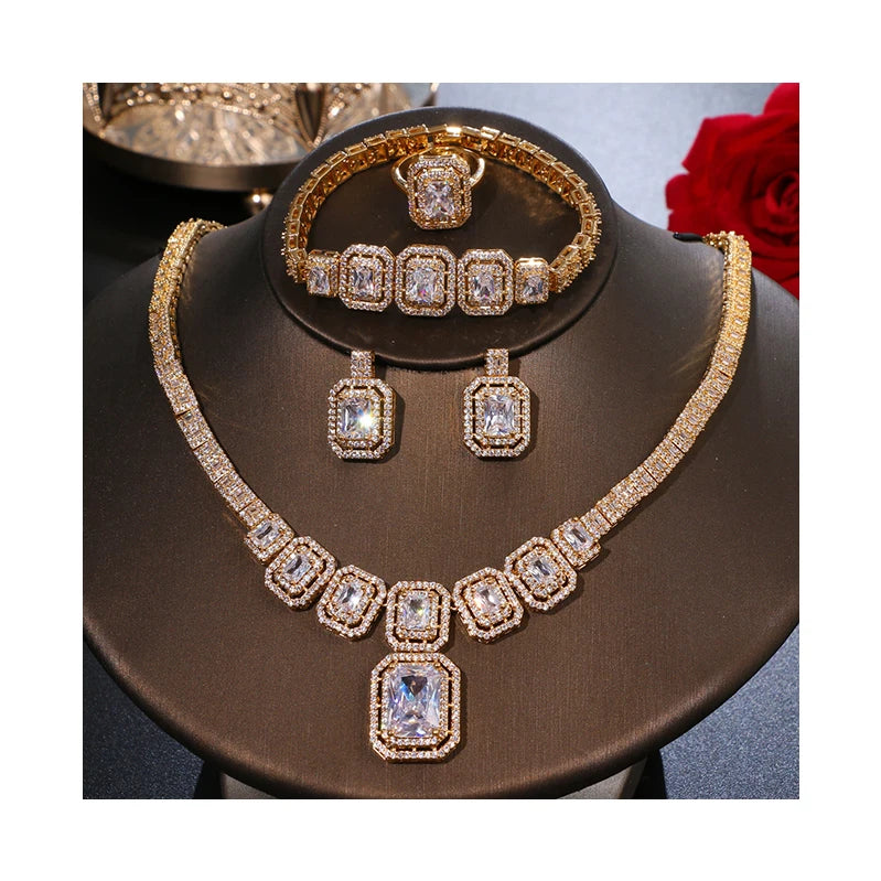 High Quality Necklace Jewelry Set Gold Rhodium Plated Ladies Fashion Italian Jewelry Luxury Dubai Costume Jewelry Sets