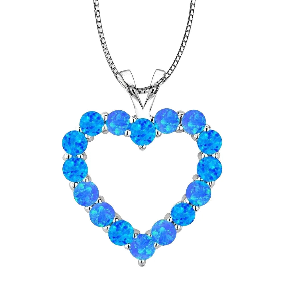 Trendy TikTok-Inspired Christian Heart Opal Silver Plated Sweater Chain Necklace | Women's Fashion Statement Jewelry Wholesale