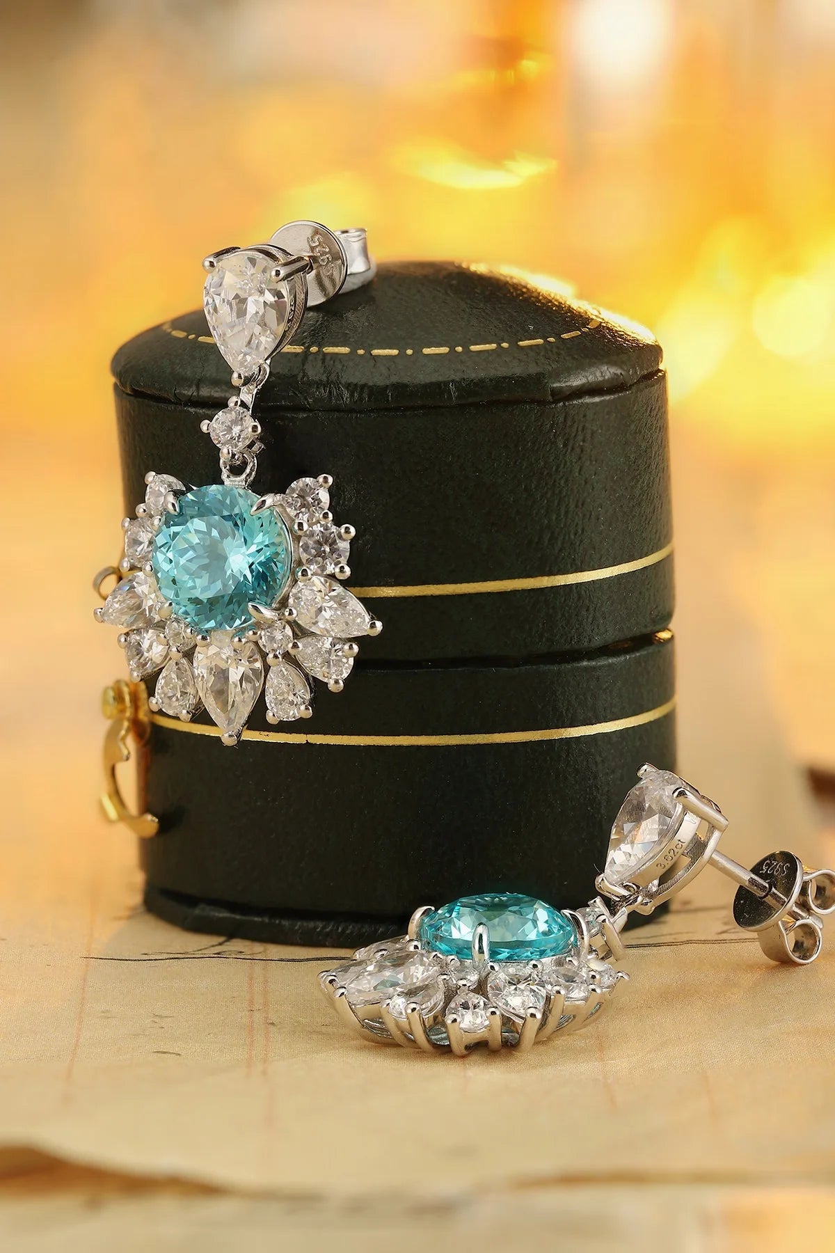 Gemfiori Anster High Quality Lab Grown Paraiba Round Cut S925 Silver Earring Stud Dainty Gemstone Earrings for Women Daily Wear Gift