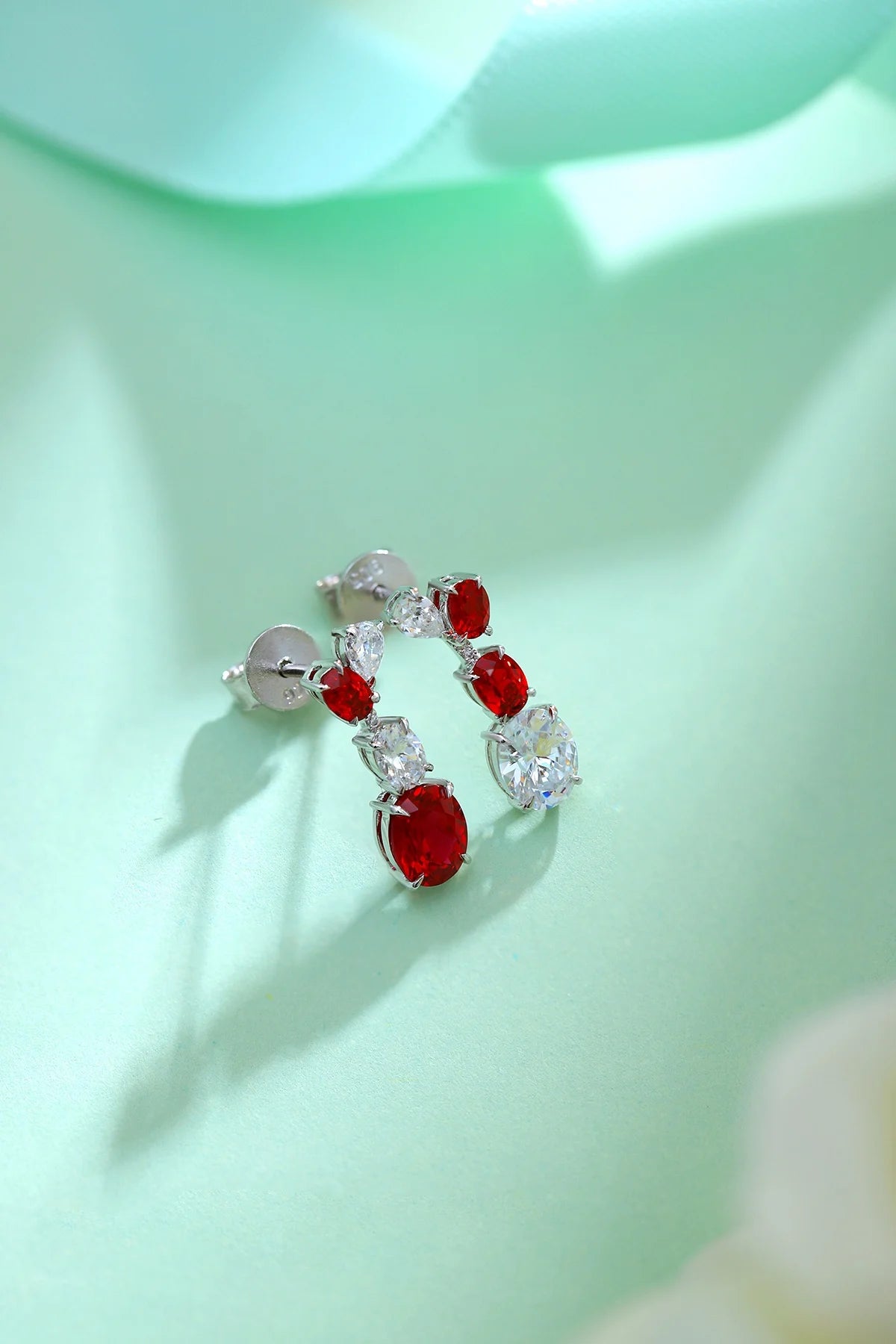 Gemfiori Anster High Quality S925 Lab Grown Ruby Earring Stud Dainty Gemstone Stud Earrings for Women Daily Wear Gift