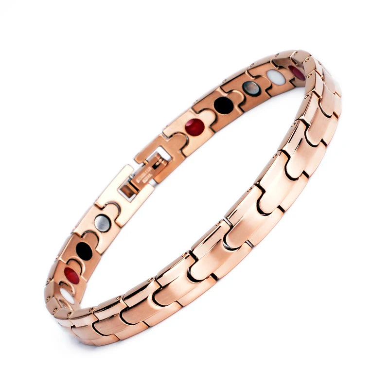 High Quality Waterproof No Tarnish  Stainless Steel Magnetic Therapy Arthritis Germanium 4 in 1 Energy Bracelet Japan