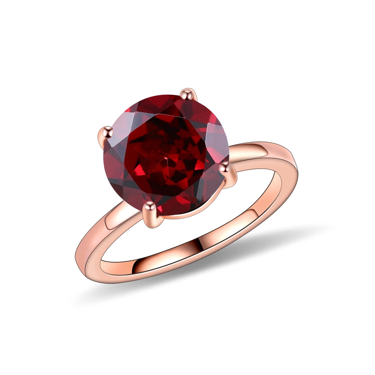 Gemfiori Abiding Classic 4 Prong Round Brilliant Cut 9MM Big Gemstones 925 Silver Womans Solitaire Rings for Wedding Engagement