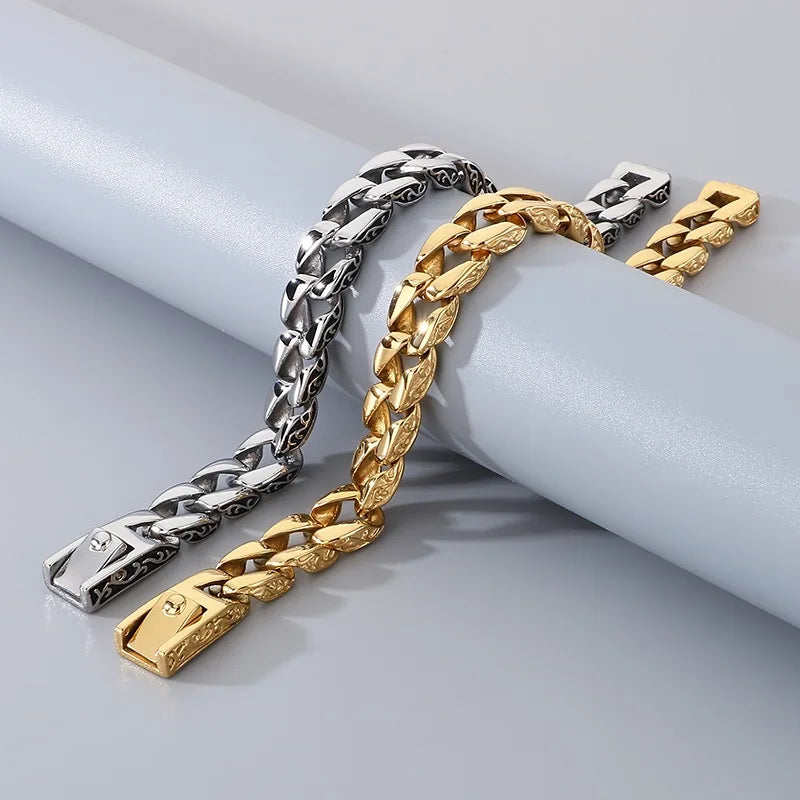 Stainless Steel Men's Ring and Cuban Chain Stainless Steel Bracelet Chain Set