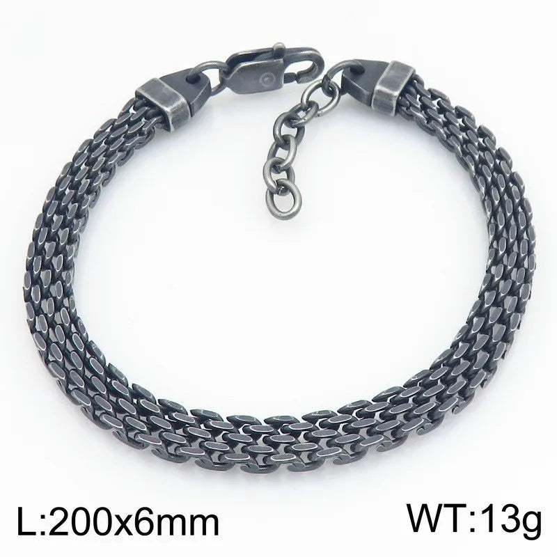 Kalen Fashion Mesh Chain Bracelet Trendy Versatile Facet Woven Chain with Extension Chain Stainless Steel Unisex Hand Jewelry