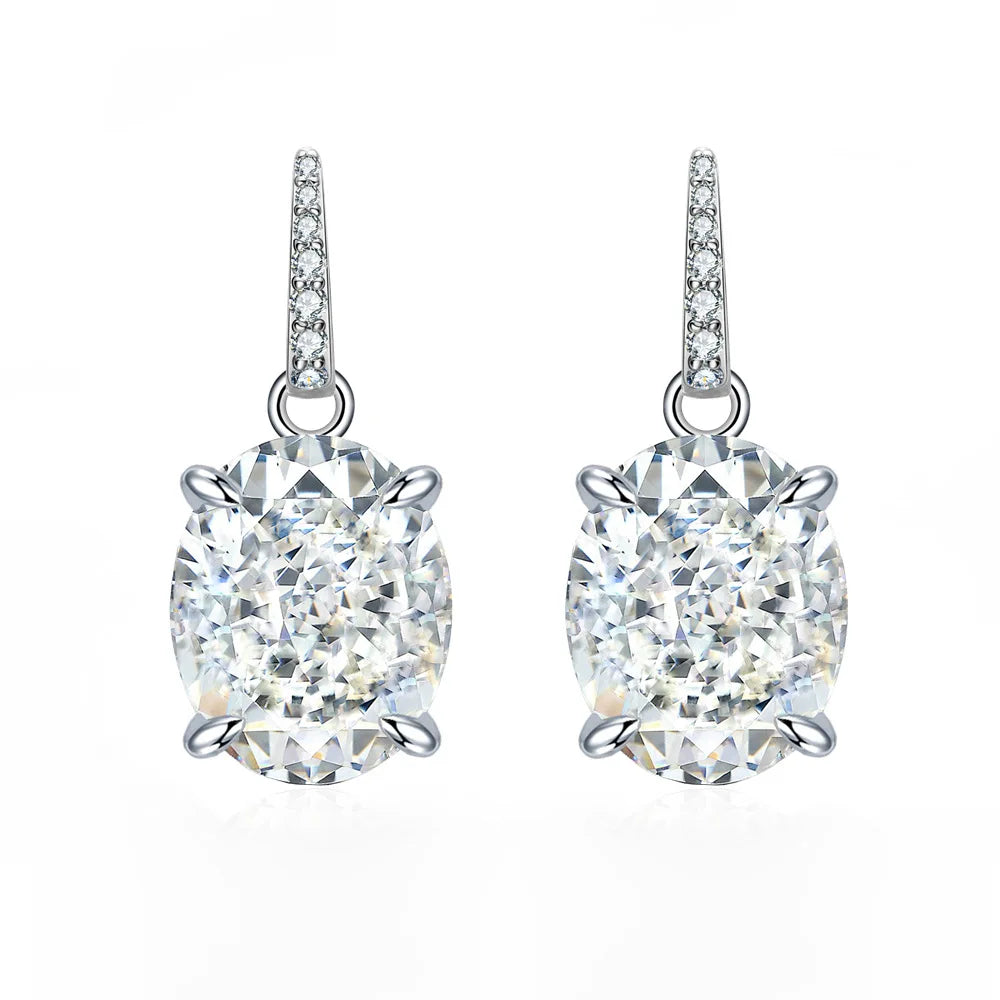 MUSHAN Jewelry Factory 12 Carat Dan Shaped 10 * 12 Emerald High Carbon Diamond Ice Flower Cut Earrings for Women 925 Silver