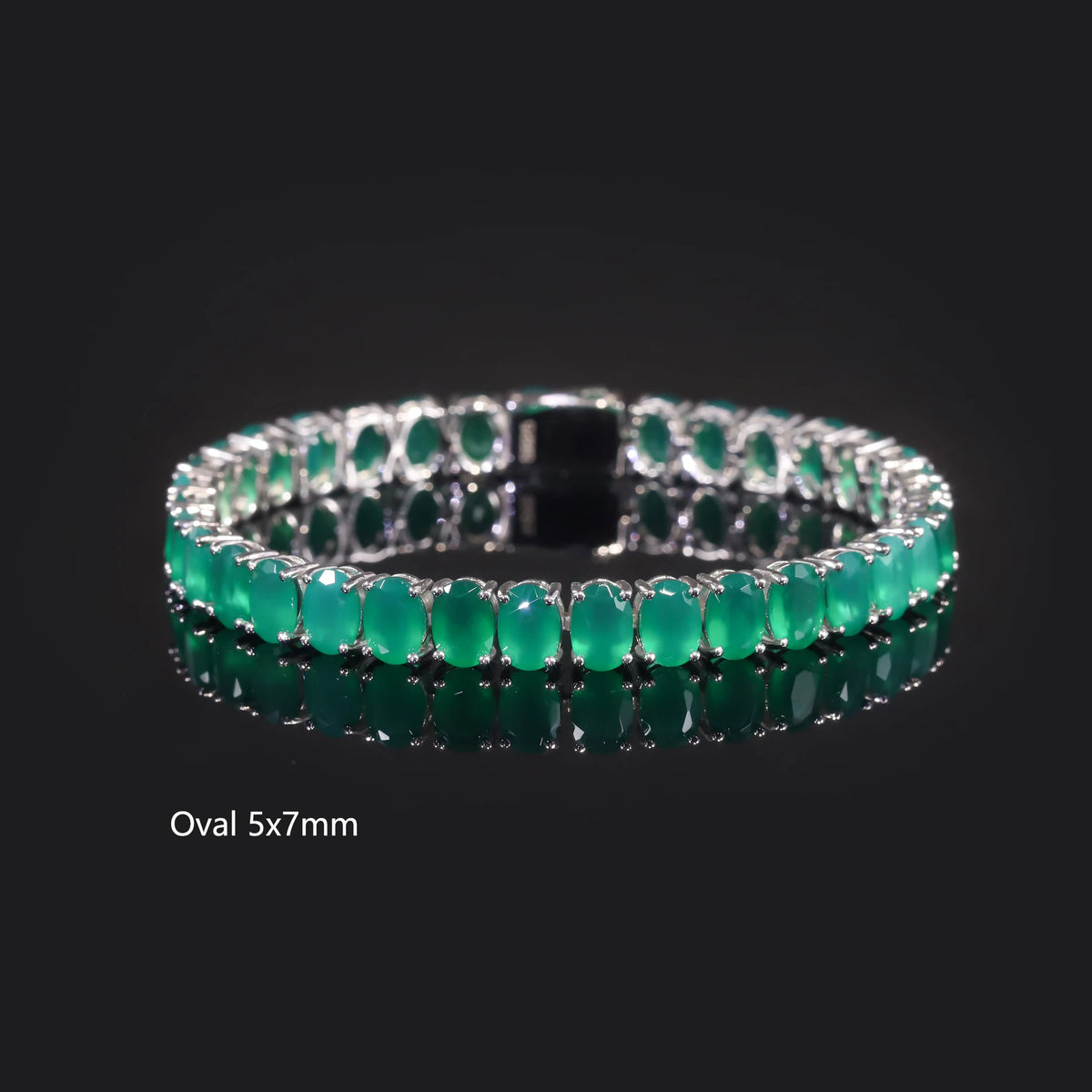 ArtistA Abiding Opulent Glaring Custom 3x4mm 4x5mm 4x6mm 5x7mm Oval Cut Natural Green Agate 925 Silver Oval Chrysoprase Tennis Bracelet
