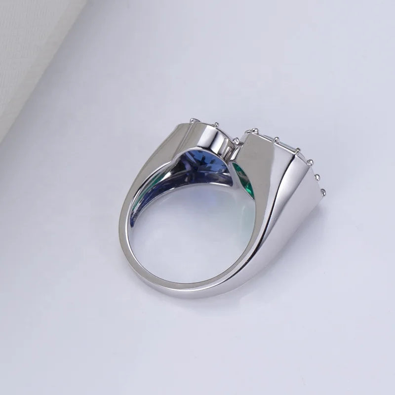 MSR-1170 18K Gold Lab Emerald and Sapphire Ring Wedding Diamond Engagement Ring