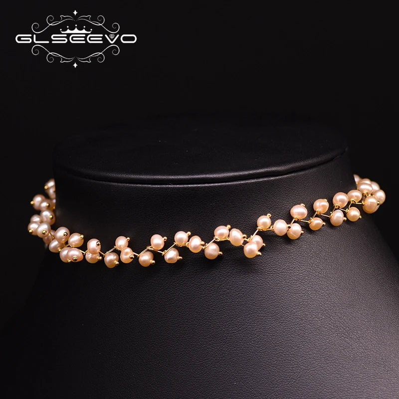 Natural Fresh Water Pearl Double Layer Choker Necklace for Women Engagement Party Gifts