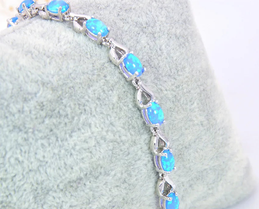 New Arrival Geometric Brass Silver Plated Christian Opal Women's Trendy Bracelet Bulk for Daily Wear
