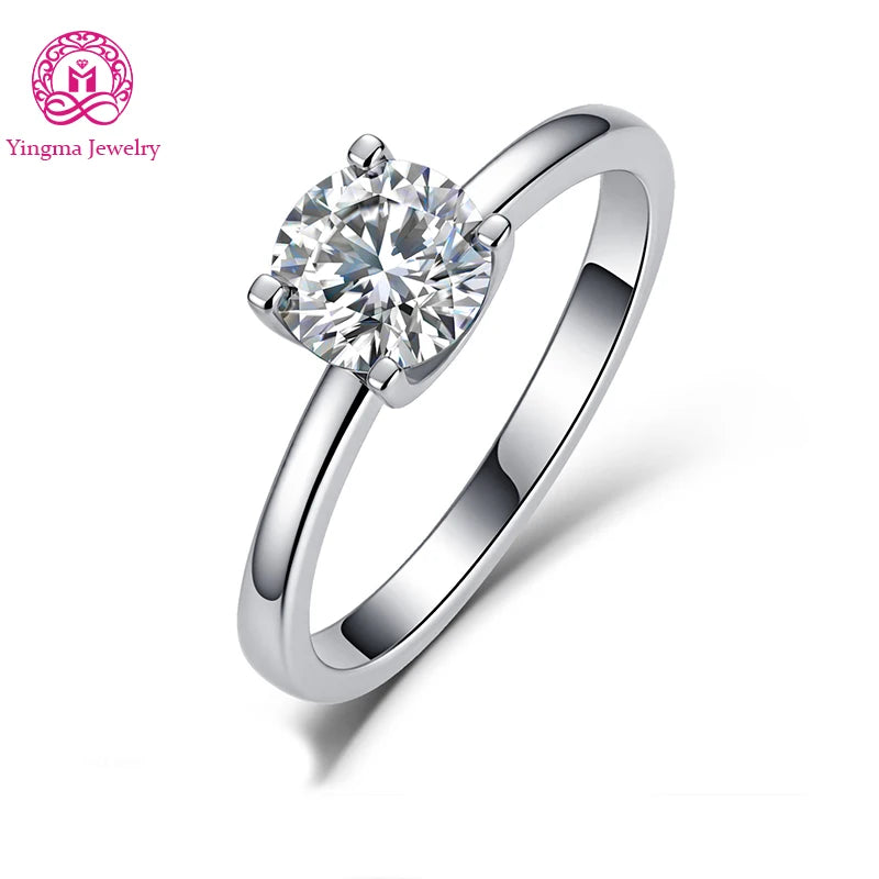 Gioiellieri Classic 4 Prong Round Brilliant Lab Grown Diamond Ring 1CT D VVS1 VVS2 9K 10K 14K 18K Gold Women Fine Fashion Jewelry