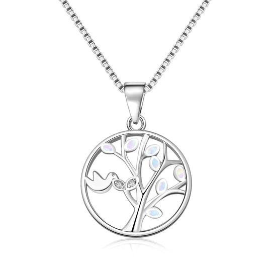 TikTok INS Wind Hawaii Beach Explosion Copper Alloy Opal Tree Life Vintage Women's Party Pendant Necklace Cute Style Wholesale