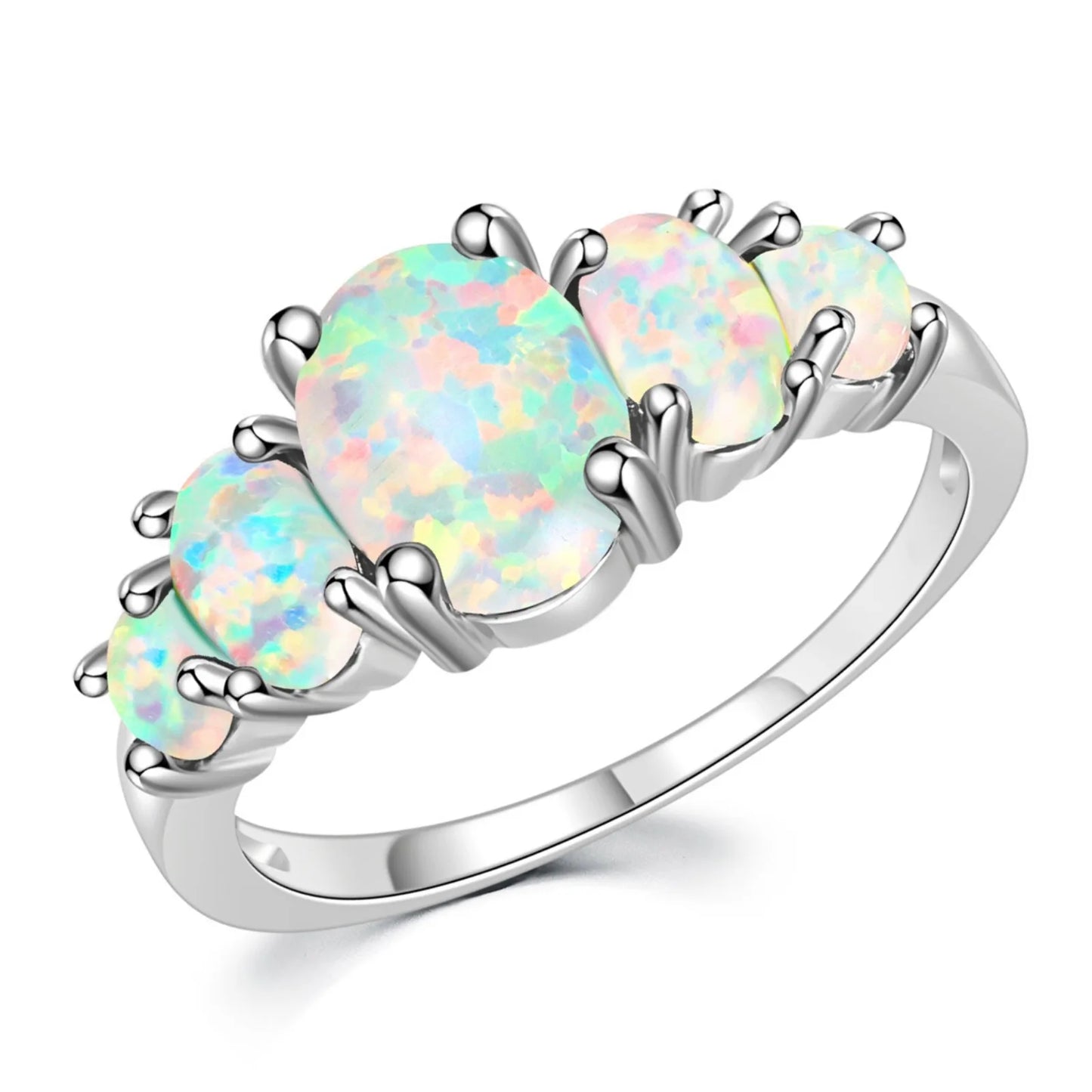Opal Ring | Zircon-Accented  Band | Luxury Fashion Jewelry for Women Men