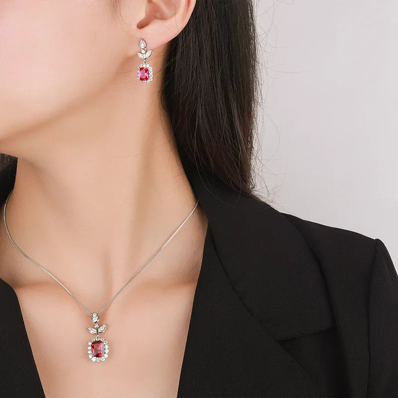 Gemfiori Vintage High-end Floral Earrings with Exaggerated European and American Temperament Pendant Light Luxury Niche Set