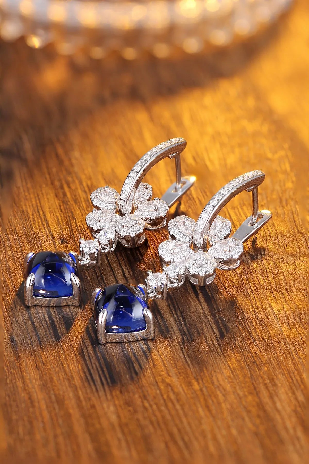 Gemfiori Anster High Quality S925 Lab Grown Sapphire Earring Stud Dainty Gemstone Stud Earrings for Women Daily Wear Gift