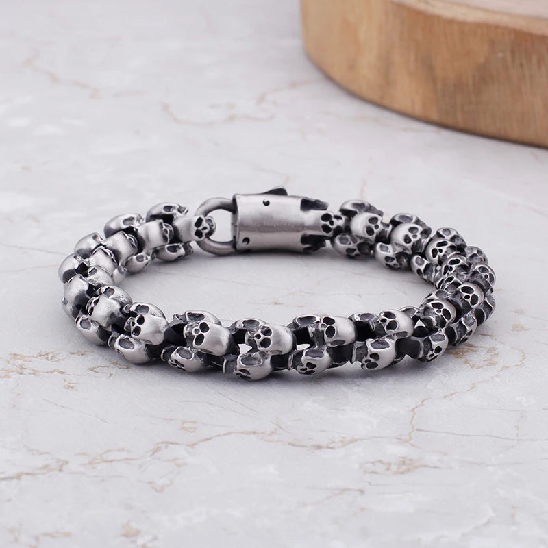 KALEN Punk Men Stainless Steel Bracelet Bangles Skeleton Skull Links Fashion Jewelry Bracelet