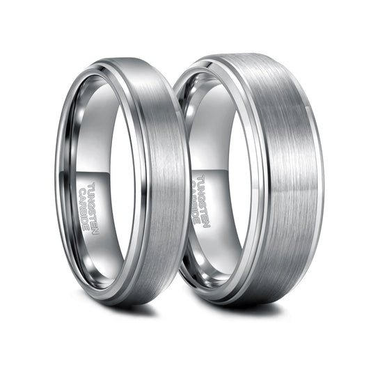 REBEL Silver-Plated Brushed Tungsten Carbide Ring