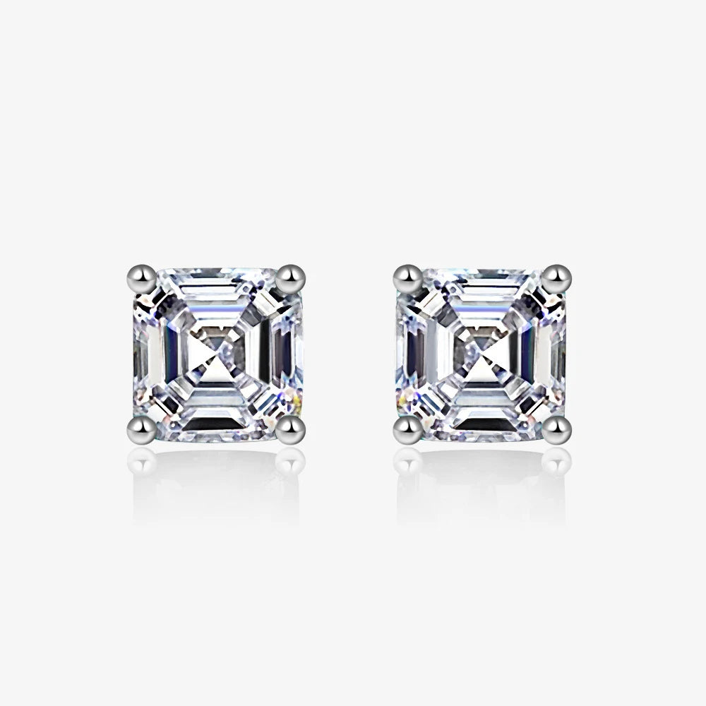 Silverelli | 925 Silver 2ct Pagoda Zircon Stud Earrings | 7×7mm Four Prong | White | Bestseller