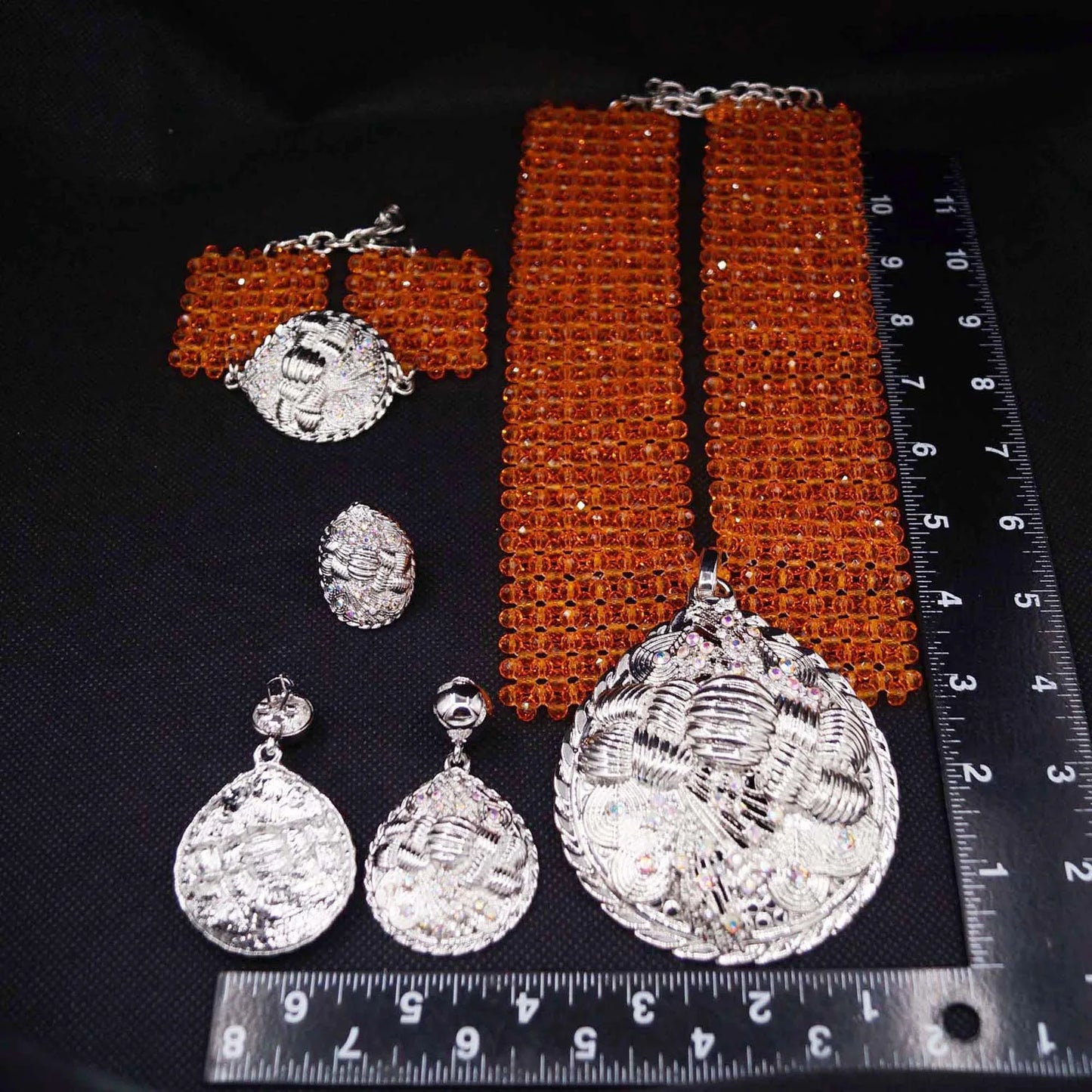Zhuerrui Simple Bridal Gold Plated Jewelry Sets Orange Beads Necklace Jewelry Set Exquisite Woman Festival Party Gifts H40041