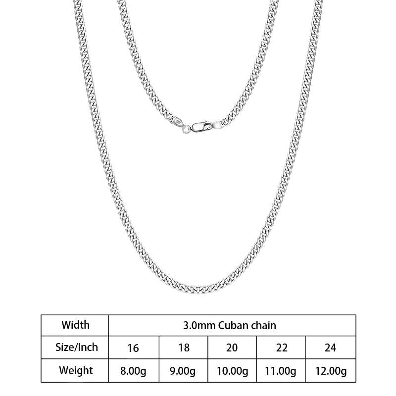 S&S 925 Sterling Silver Diamond Cut Cuban Chain Necklace | 10 Widths × 5 Lengths