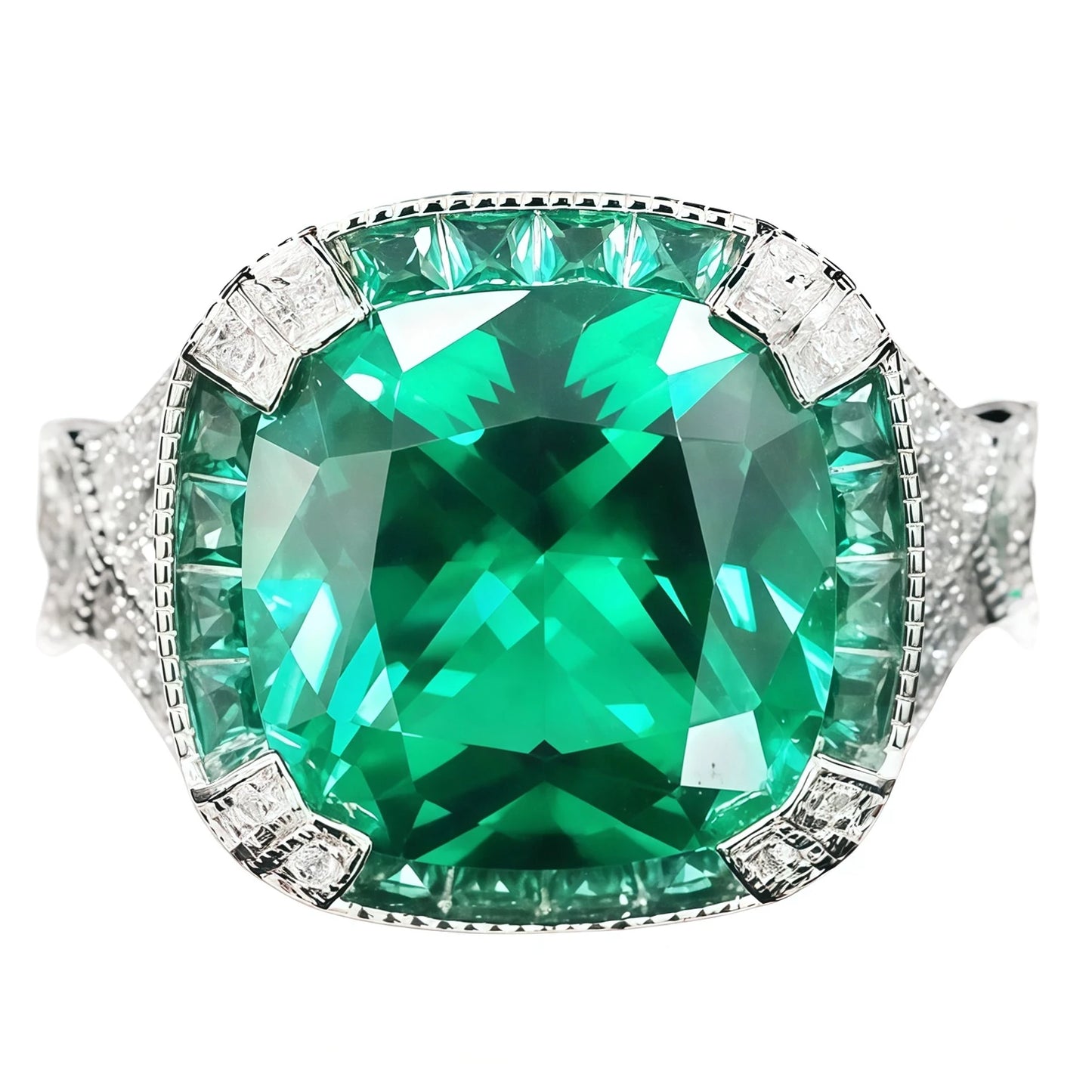 MUSHAN Jewelry Factory's 925 Sterling Silver Wedding Bands High Carbon Diamond Green Musa Ring for Women for Parties