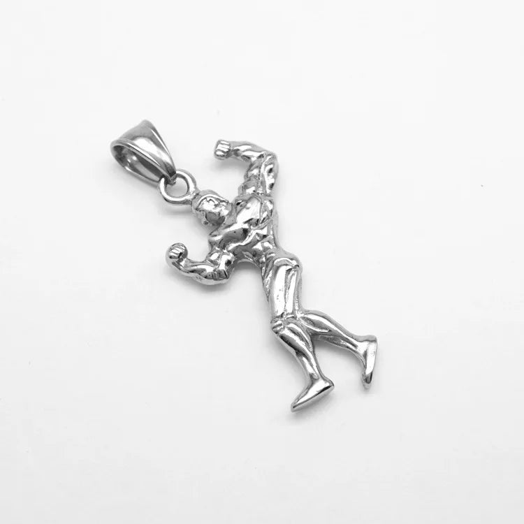 Hip Hop Fitness Muscle Male Styling Waterproof Anti Non Tarnish Stainless Steel Jewelry Pendant Necklaces for Male Men Wholesale