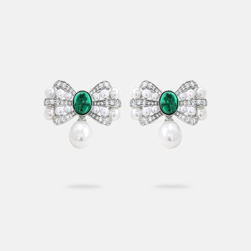 MUSHAN Jewelry Factory S925 Natural Pearl Stud Earrings Light Luxury and High End Bow Ear Accessory Cross Border Bestseller