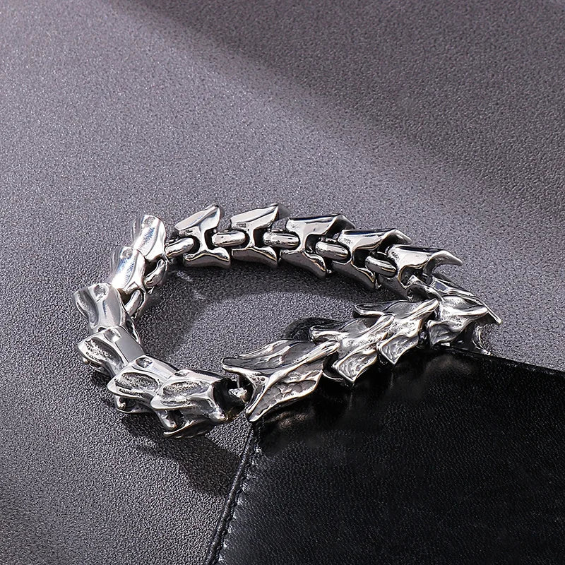 REBEL Punk Jewelry Stainless Steel Fashion Bracelets Bangles Grotesque Links Bracelet for Men
