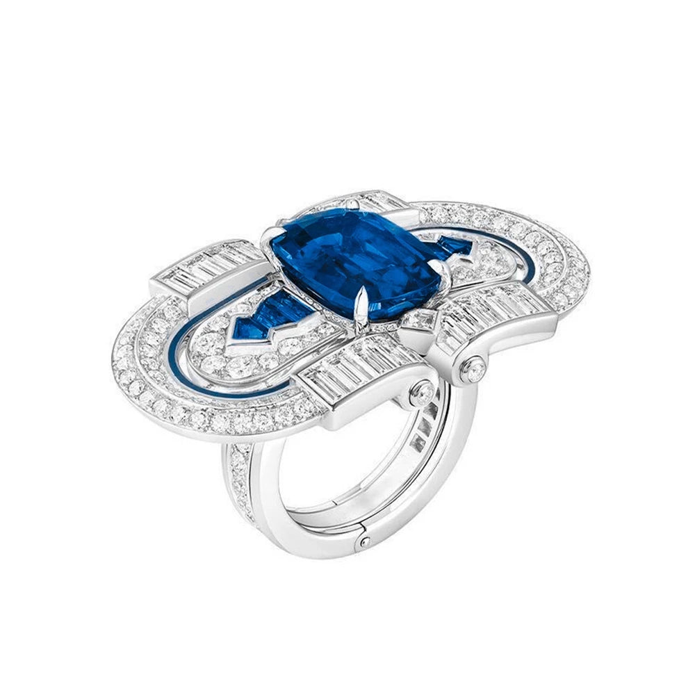 MuShan Jewelry Factory S925 Sterling Silver Ring Light Luxury and High End Silver Plated High Carbon Diamond Jewelry