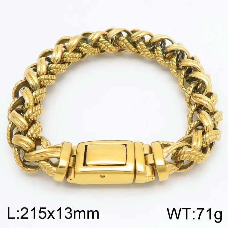 KALEN Gothic Fine Jewelry Fashion Bracelets Men Stainless Steel Twisted Links Bracelet Bangle
