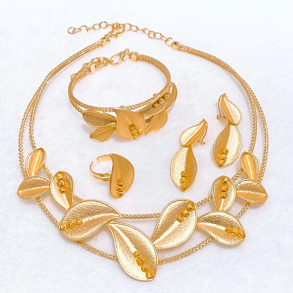 Italian Jewelry Set Alloy Brazilian Jewelry Sets Wedding Party Pendant Necklace Bracelet Ring Earrings Jewelry Set  X00096