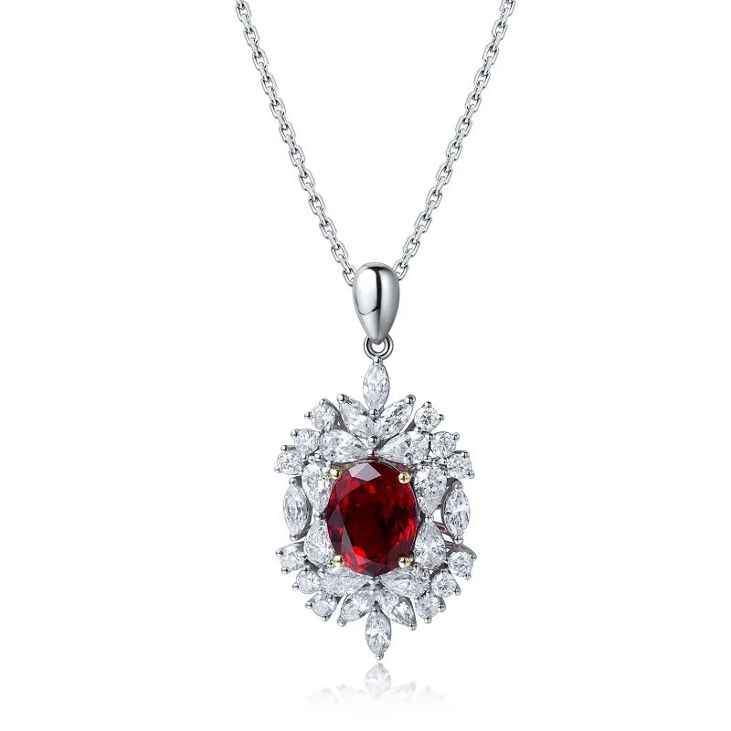 Gemfiori Oval 9*7mm 2.15ct Pigeon blood Lab Ruby 18k gold pendant Necklace Shenzhen custom jewelry manufacturer Wuzhou Gemfiori