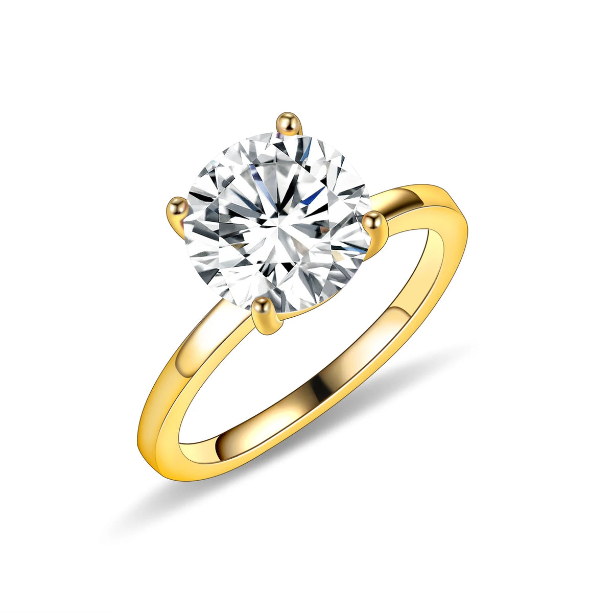 Gemfiori KH073 Abiding Direct Sale Women Jewelry 4 Claw 9MM Big Gemstone 925 Sterling Silver Gold Plated Solitaire Rings