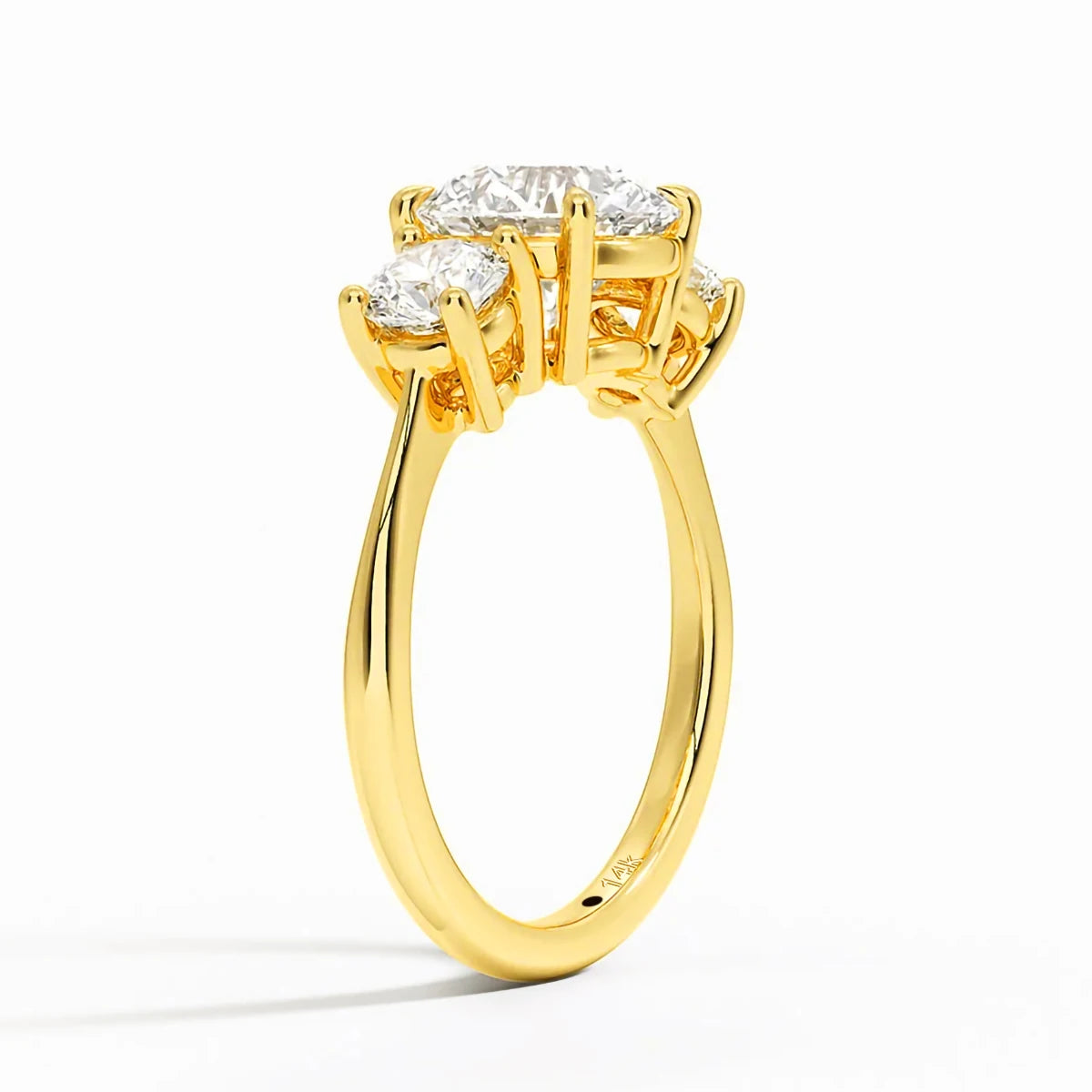 Gioiellieri Fine Jewelry Manufacturer Women Anillos Valentine's Day Gift Classic 4 Prong 3 Stone Moissanite Hollow 14K Gold Ring