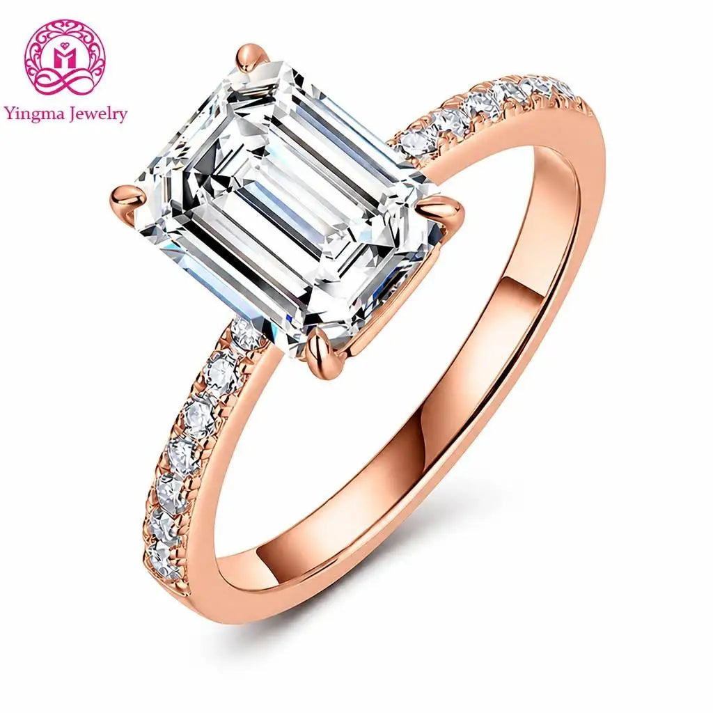 Gioiellieri Elegant Emerald Cut Lab Grown Diamond Ring 3CT D VVS2 9K 10K 14K 18K White Gold/Yellow Gold/Rose Gold Women Fine Fashion Jewelry